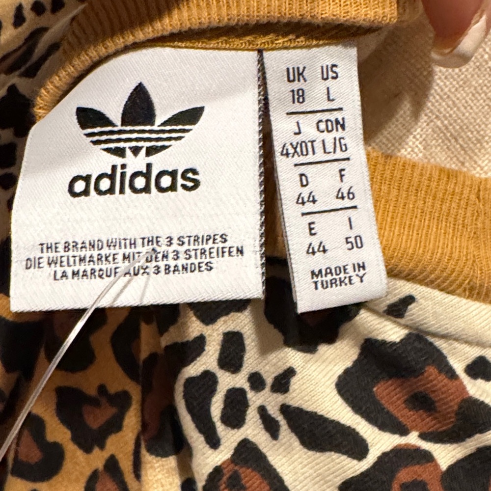 Adidas Women's Leopard Print Tee - Black, Brown, White - Picture 4 of 4